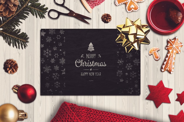 PSD mockup do cartão de natal