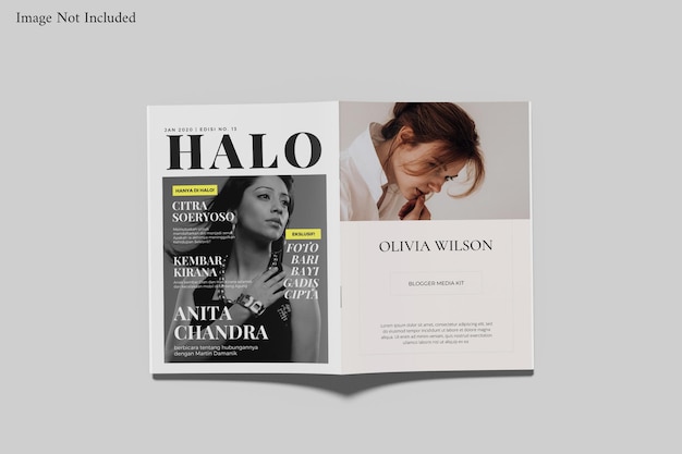 Mockup do folheto da revista