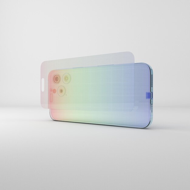 PSD mockup do gradient glass phone 15 pro