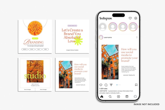 PSD mockup do instagram de marca em psd