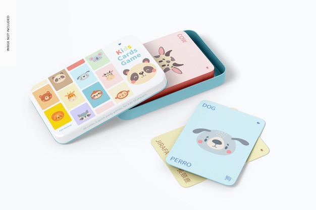 PSD mockup do jogo de cartas infantil, aberto