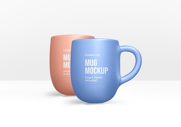 Mockup de dos tazas de colores pastel