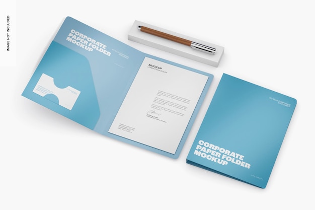 PSD mockup de dossiers papier d'entreprise, ouvert et fermé