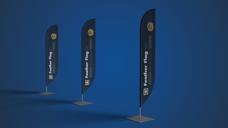 Mockup du drapeau de plume Mockup de la bande de plume PSD Mockup des drapeaux de rue Mockup