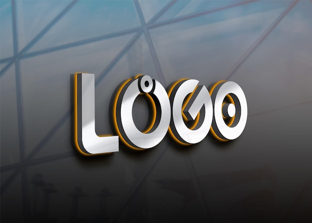 Mockup du logo 3D à effet d'acier