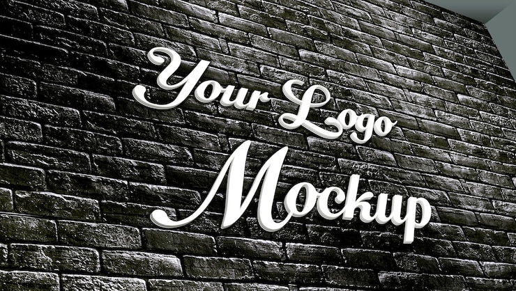 PSD mockup du logo du mur noir