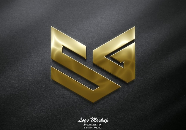 Mockup du logo en or métallique