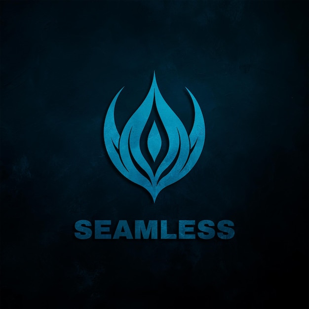 Mockup du logo PSD sur un fond bleu sans couture