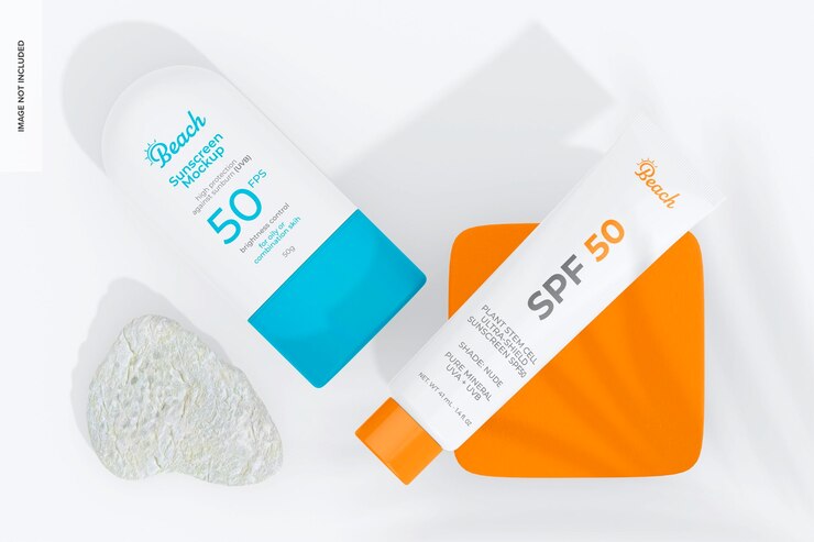 PSD mockup duo de frasco de protetor solar vista superior