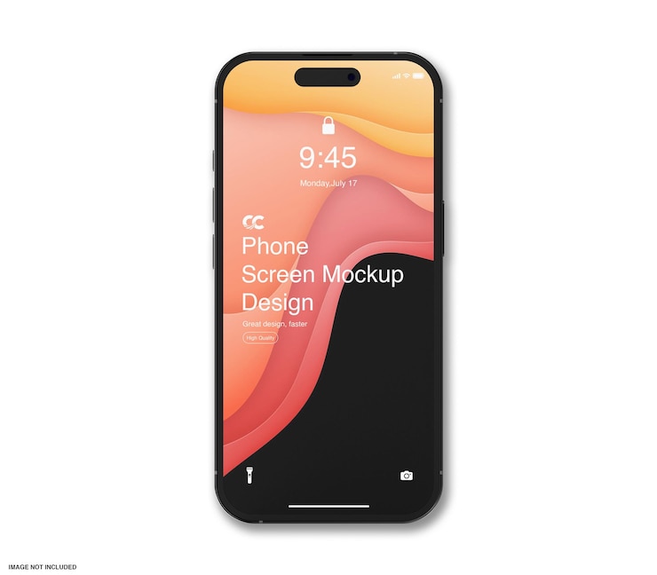 PSD mockup de l'écran du smartphone en vue supérieure