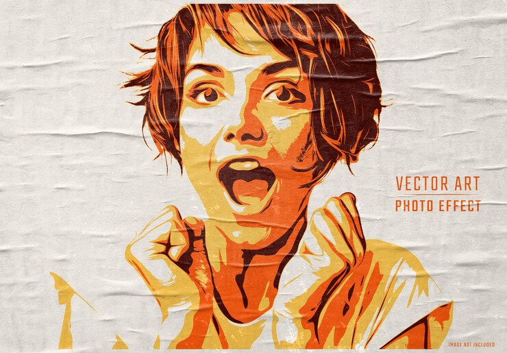 PSD mockup de efecto de foto retro de arte vectorial vintage