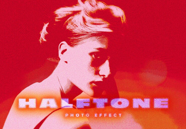 PSD mockup del efecto fotográfico grunge halftone