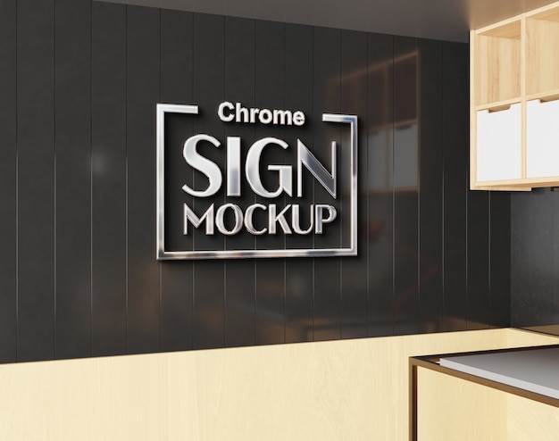 Mockup del efecto del logotipo de Chrome