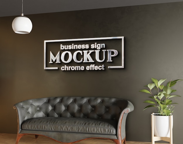 Mockup del efecto del logotipo de Chrome