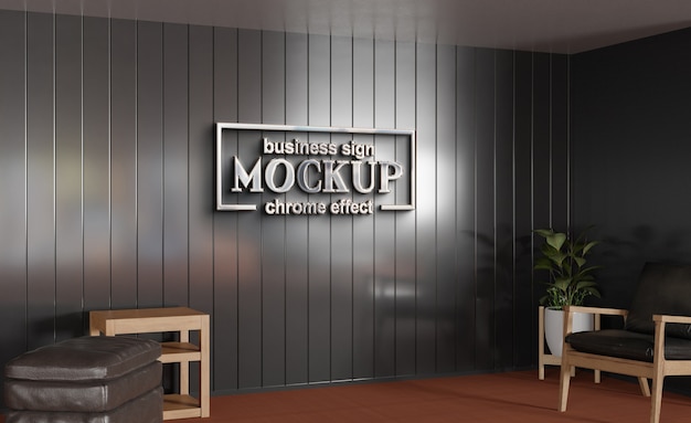 Mockup del efecto del logotipo de Chrome