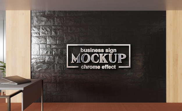 Mockup del efecto del logotipo de Chrome