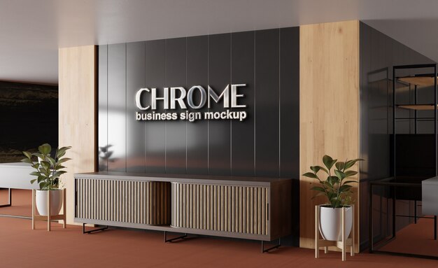 Mockup del efecto del logotipo de Chrome