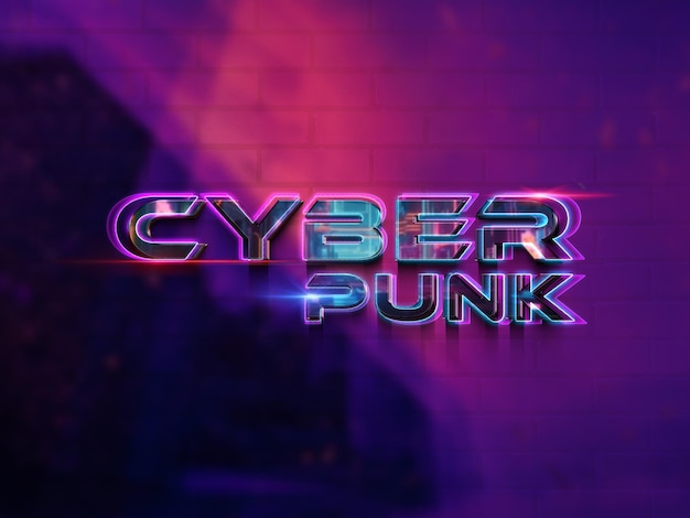 PSD mockup del efecto de neón del texto cyberpunk