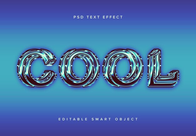Mockup del efecto de texto de Chrome azul