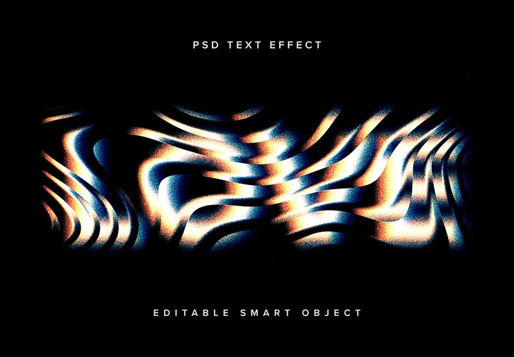 PSD mockup de efecto de texto distorsionado colorido