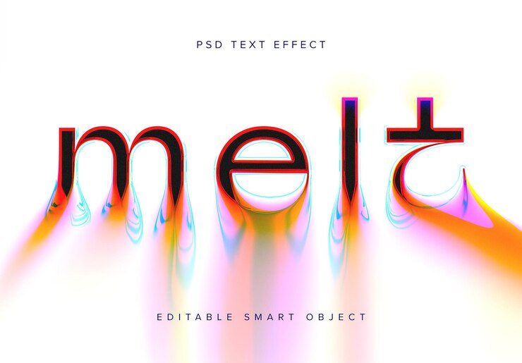 PSD mockup del efecto de texto de glitch de fusión