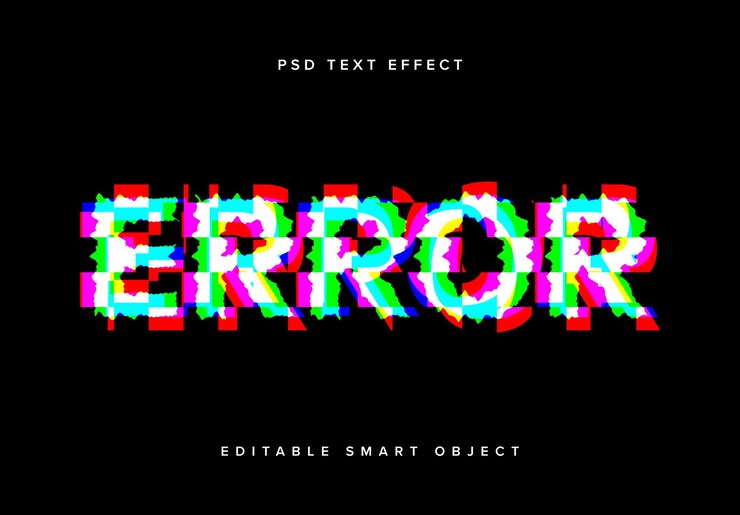 PSD mockup del efecto de texto de glitch