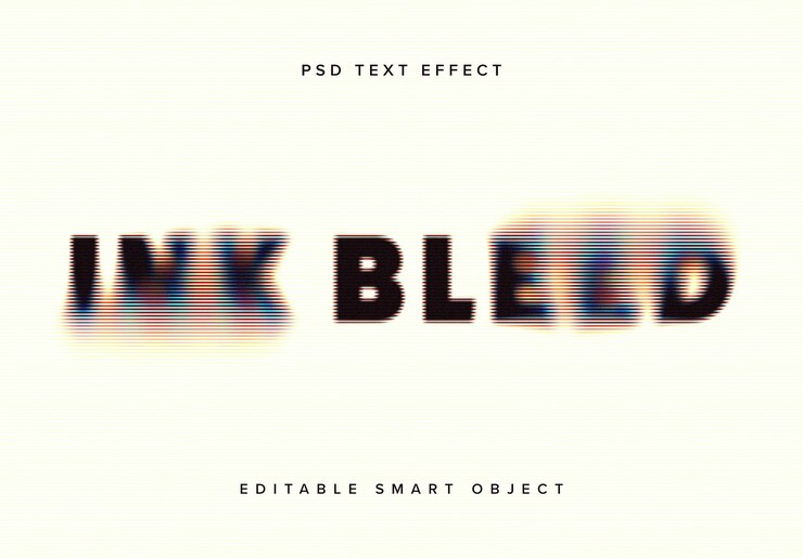 PSD mockup del efecto de texto de sangrado de tinta