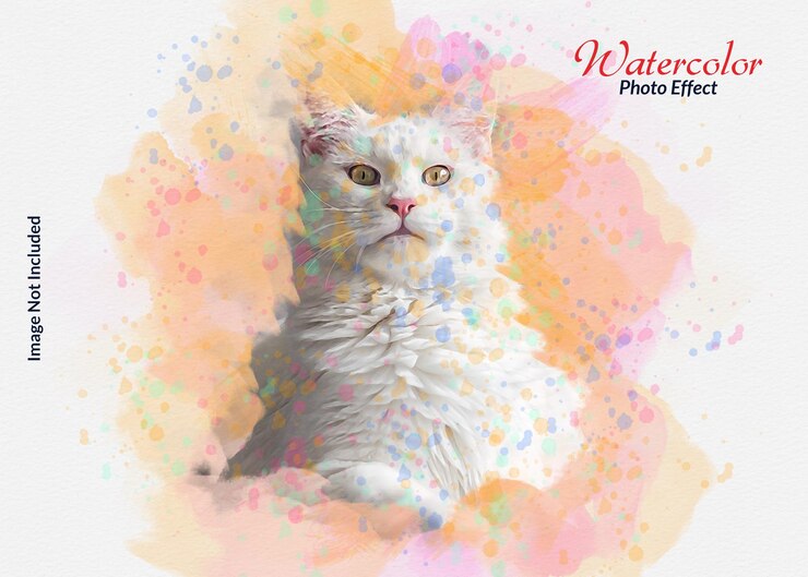 PSD mockup efek foto lukisan cat air