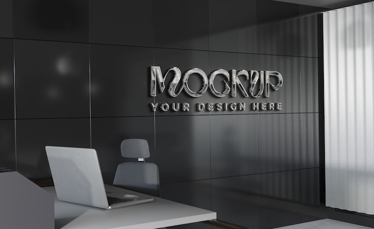PSD mockup efek logo chrome