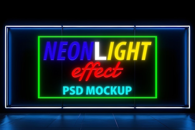 PSD mockup d'effet de lumière néon réaliste psd