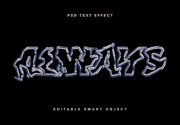 PSD mockup de l'effet de texte déformé de chrome