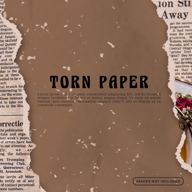 mockup effetto carta strappata con sfondo marrone