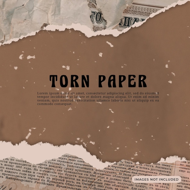 mockup effetto carta strappata con sfondo marrone