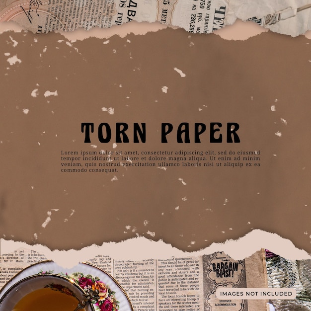 mockup effetto carta strappata con sfondo marrone