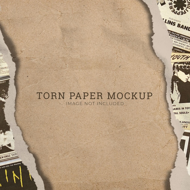 Mockup effetto carta strappata su sfondo marrone