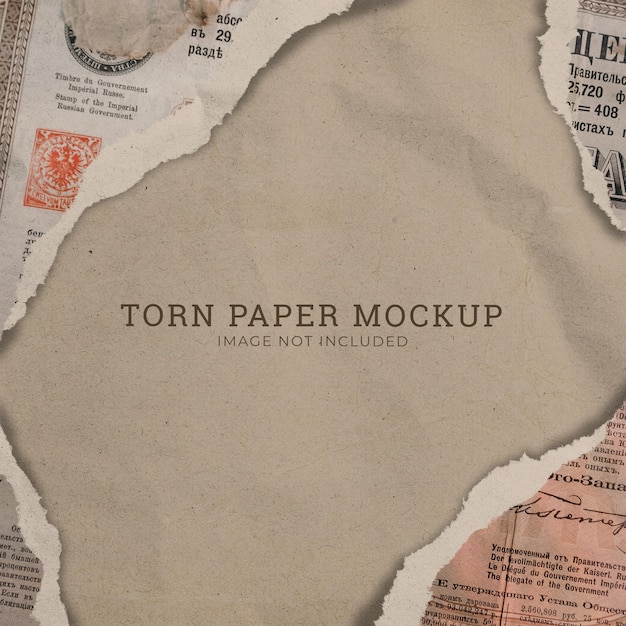 Mockup effetto carta strappata su sfondo marrone