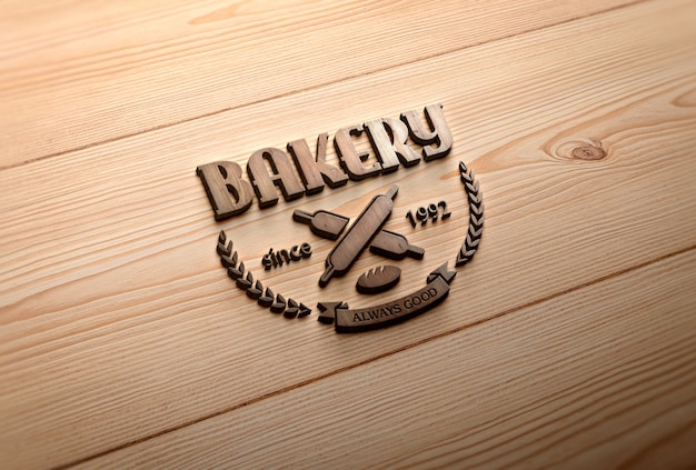 Mockup effetto logo in legno