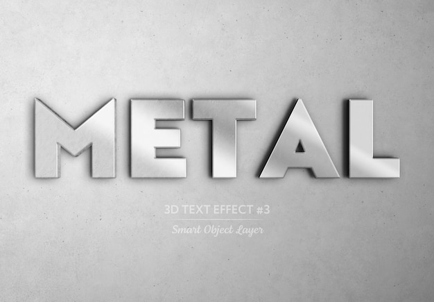 Mockup effetto testo 3D in metallo cromato