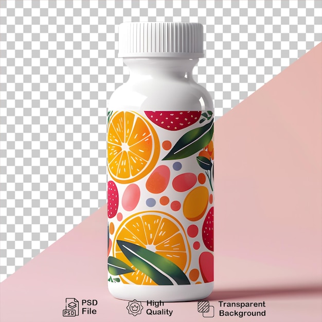 PSD mockup einer frischen saftgläsflasche, isoliert auf durchsichtigem hintergrund, enthält eine png-datei