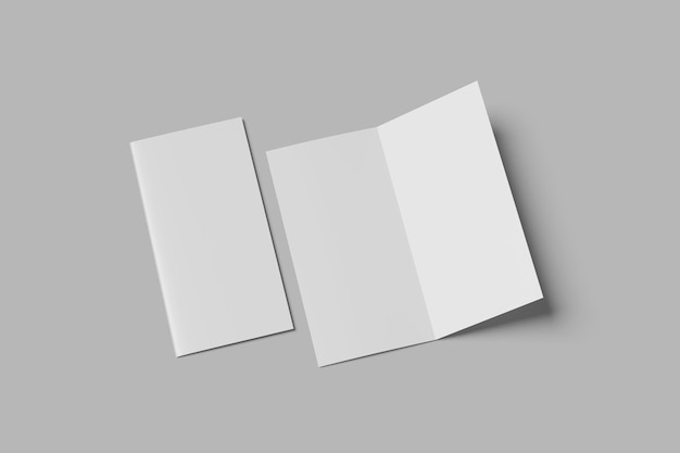 Mockup einer leeren dreifachen Broschüre auf grauem Hintergrund