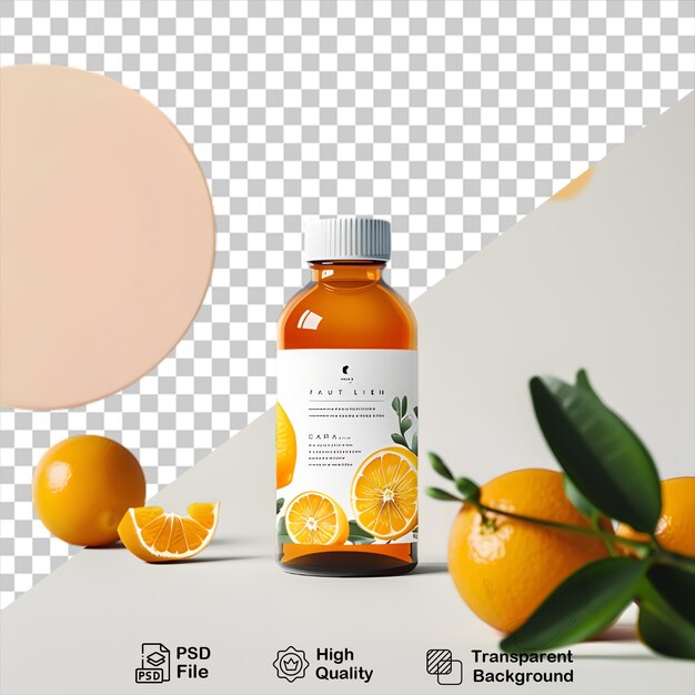 PSD mockup einer vollständigen saftflasche, isoliert auf durchsichtigem hintergrund