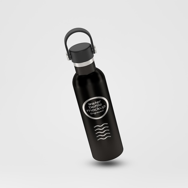 Mockup einer wiederverwendbaren isolierten Wasserflasche mit Gravur