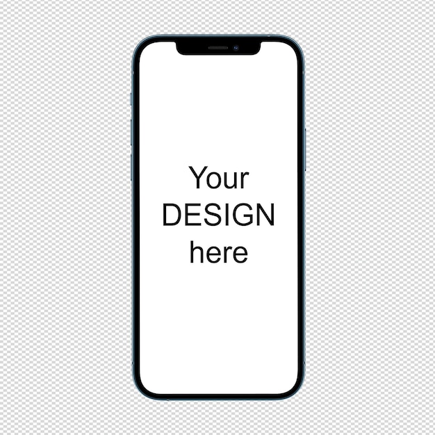 Mockup eines blauen Smartphones, das dem iPhone 12 Pro ähnelt, ohne Hintergrund