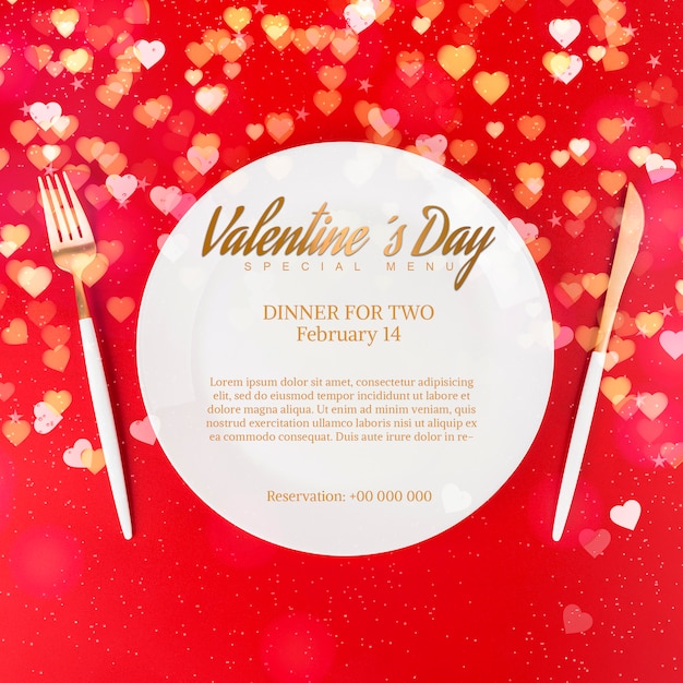 Mockup elegante para cena de san valentin