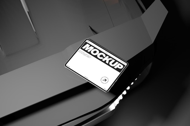 Mockup en el elegante coche deportivo de la tableta