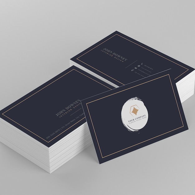 Mockup elegante de tarjetas de visita con dos montones