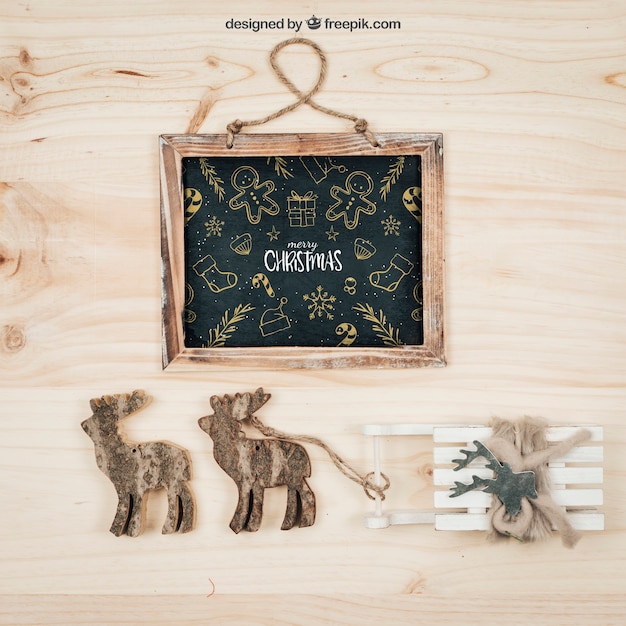 Mockup de elementos bonitos con diseño de navidad