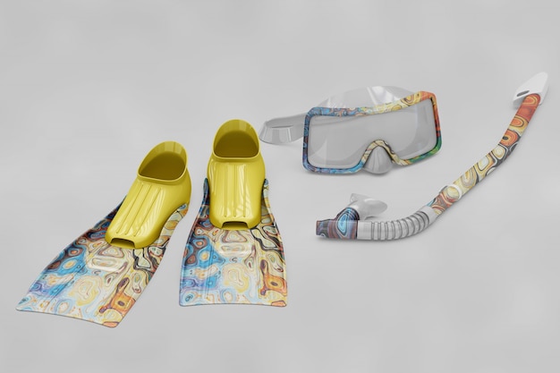 Mockup de elementos de buceo