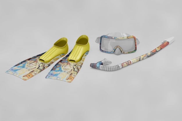 Mockup de elementos de buceo