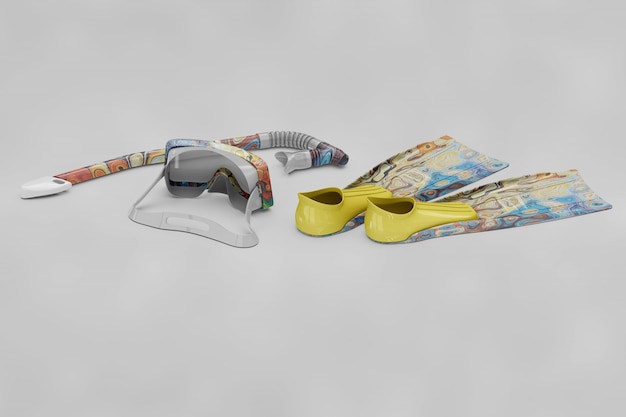 Mockup de elementos de buceo